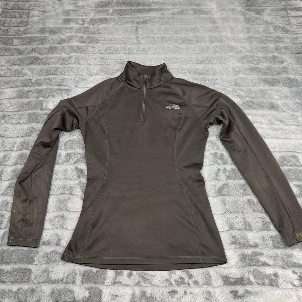 The North Face Womens FlashDry Quarter Zip Pullover Gray Athletic Top Small